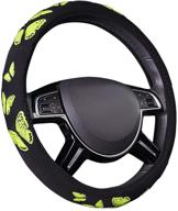 🦋 car pass butterfly steering wheel cover - universal fit for suvs, vans, trucks, sedans, cars (black/yellow) logo