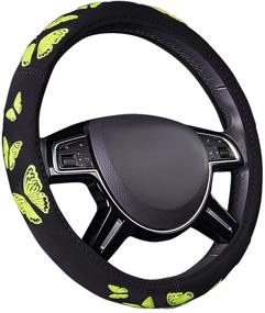 img 4 attached to 🦋 CAR PASS Butterfly Steering Wheel Cover - Universal Fit for Suvs, Vans, Trucks, Sedans, Cars (Black/Yellow)
