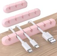 💖 soulwit cable holder clips, 3-pack cable management cord organizer clips - silicone self adhesive for desktop usb charging cable, power cord, mouse cable, wire - ideal for pc, office, home use (pink) logo