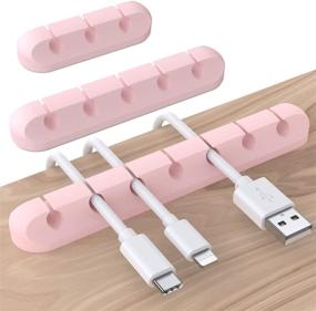 img 4 attached to 💖 Soulwit Cable Holder Clips, 3-Pack Cable Management Cord Organizer Clips - Silicone Self Adhesive for Desktop USB Charging Cable, Power Cord, Mouse Cable, Wire - Ideal for PC, Office, Home Use (Pink)