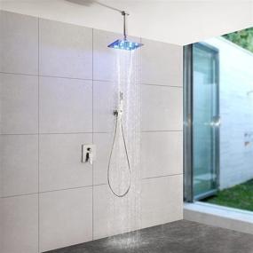 img 3 attached to 🚿 Enhance Your Shower Experience with SKOWLL LED Waterfall Shower Set: Ceiling Mount 10 Inch Rainfall Shower Head with Lighting, Complete Bathroom Shower Faucets Set with Valve - Brushed Nickel
