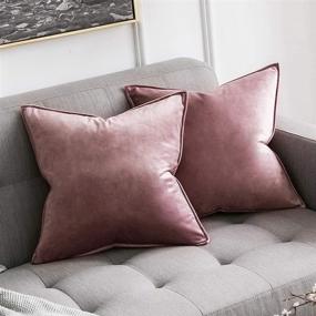 img 4 attached to 🛋️ MIULEE Pack of 2 Velvet Decorative Throw Pillow Covers Soft Square Solid Cushion Cases for Sofa Bedroom Car 18x 18 Inch 45x 45cm