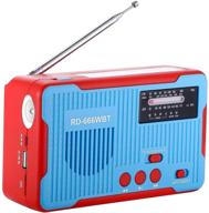 emergency radio hand crank self powered solar am/fm noaa weather alert 🚨 radio with led flashlight, mp3 player, and large power bank 2300mah - blue logo