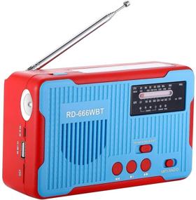img 4 attached to Emergency Radio Hand Crank Self Powered Solar AM/FM NOAA Weather Alert 🚨 Radio with LED Flashlight, MP3 Player, and Large Power Bank 2300mAh - Blue