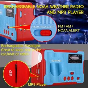 img 3 attached to Emergency Radio Hand Crank Self Powered Solar AM/FM NOAA Weather Alert 🚨 Radio with LED Flashlight, MP3 Player, and Large Power Bank 2300mAh - Blue