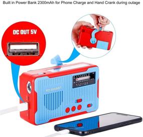 img 1 attached to Emergency Radio Hand Crank Self Powered Solar AM/FM NOAA Weather Alert 🚨 Radio with LED Flashlight, MP3 Player, and Large Power Bank 2300mAh - Blue