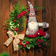 christmas wreath with gnome 🎄 and real rattan - unique outdoor decoration logo