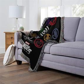 img 1 attached to 🔥 Marvel Avengers Endgame Symbols Woven Tapestry Throw Blanket, 48x60, Multi-Color