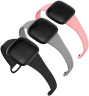 stylish boname slim thin bands: fitbit versa 3 compatible wristbands for women – dressy cloth silicone replacement straps (black/pink/gray) logo