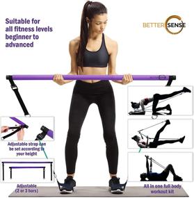 img 2 attached to 🏋️ Enhanced Portable Pilates Bar Kit: Adjustable 46.5 Inches 3 Section Pilates Bar with 20, 30, 40 Lbs Resistance Bands. Home Workout Equipment for Women with 2 Foot Loops for Legs and Full Body