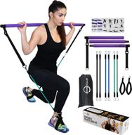 🏋️ enhanced portable pilates bar kit: adjustable 46.5 inches 3 section pilates bar with 20, 30, 40 lbs resistance bands. home workout equipment for women with 2 foot loops for legs and full body логотип