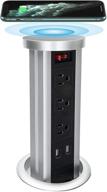 btu automatic pop up power strip with wireless charger, retractable hidden recessed power, 3 ac outlets, and 2 4.2a usb charger ports for kitchen countertop conference logo