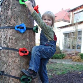 img 3 attached to 🧗 Jashem Outdoor Ninja Warrior Obstacle Course Training Set - Tree Climbing Holds for Kids and Adults, includes 12 Rock Climbing Holds and 6 Ratchet Straps