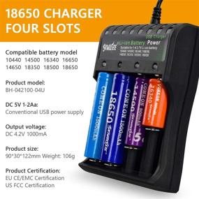 img 3 attached to 🔋 Smart Universal 4-Bay 18650 Battery Charger for Rechargeable Li-ion Batteries and USB Charging Port - Compatible with 10440, 14500, 16340, 18650, 26650, 18500, 17670 (Batteries Not Included)