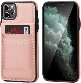 img 2 attached to 🌸 Розовый iPhone 11 Pro Max, чехол-кошелек - KIHUWEY премиум кожа, магнитная застежка, подставка и защитный чехол с держателем для кредитных карт на 6,5-дюймовый 11 Pro Max.