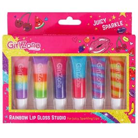img 4 attached to Комплект для макияжа GirlZone Rainbow Fruity Lip Gloss: Яркий и веселый - идеальные подарки для детей и девочек!