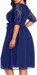 img 2 attached to 👗 Stunning Pinup Fashion Women's Plus Size Lace Top Wrap V Neck Half Sleeves Cocktail Party Dress: A Perfect Fit for All Curvy Fashion Lovers