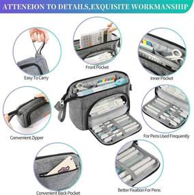 img 3 attached to 📚 Spacious and Foldable Gray Pencil Case for Students: Aineeba Big Capacity Pen Pouch with Double Zipper – Perfect for School, Office, and Cosmetics