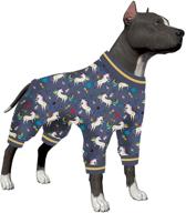 🐶 pitbull dog clothes - lovinpet shirt pajamas for large dogs, slim fit/colored unicorn rocket printing grey prints - anxiety relief, wound care onesies for large dogs - uv protection логотип