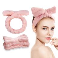 💕 microfiber bowtie headbands: adjustable elastic hair band for makeup, spa, yoga, sports, and shower - ideal for girls and beauties (pink 1 pcs) logo