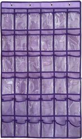 img 4 attached to NIMES Hanging Storage Organizer for Closet, Underwear, Socks, Jewelry, Classroom Supplies, Cell Phones, Calculators - 36 Clear Pockets (Purple)