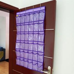 img 2 attached to NIMES Hanging Storage Organizer for Closet, Underwear, Socks, Jewelry, Classroom Supplies, Cell Phones, Calculators - 36 Clear Pockets (Purple)