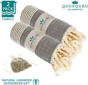img 1 attached to QoupQuru 2 Pack Turkish Beach Towels - Lightweight & Absorbent Peshtemal Towel Set – 100% Turkish Cotton – Oversized 40X70 – Quick Drying