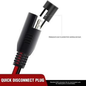 img 1 attached to Nilight 50037R 12FT 16AWG Удлинительный кабель постоянного тока с быстрым соединением/отсоединением разъема SAE, проводной комплект 12V-24V и защитной крышкой от пыли | 2 года гарантии