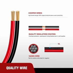img 2 attached to Nilight 50037R 12FT 16AWG Удлинительный кабель постоянного тока с быстрым соединением/отсоединением разъема SAE, проводной комплект 12V-24V и защитной крышкой от пыли | 2 года гарантии