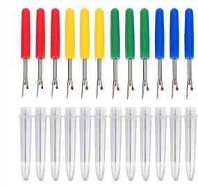 img 4 attached to 🧵 DS. DISTINCTIVE STYLE Seam Rippers Set of 12 Sewing Remover Thread Unpicker - Thread Unpicker with Plastic Cover for Sewing and Crafting (Random Color)