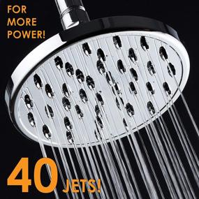 img 3 attached to 🚿 MegaRain 6 inch Shower Head by AquaSpa - High Pressure & Angle Adjustable - Brass Ball Joint - 40 Jets - Chrome Finish - Ideal for High or Low Water Pressure