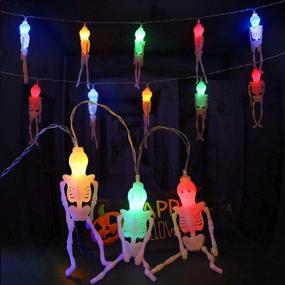 img 4 attached to Halloween Skeleton Skull String Lights: 2 Lighting Modes, Battery Powered Outdoor Spooky Halloween Decor - 20 LEDs (Skeleton frame)