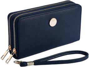 img 3 attached to 👛 Heaye Emblem Wristlet Wallet for Women - Zip Around with Wrist Strap