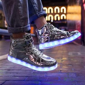 img 2 attached to 💡 Luminous Charging High Top Sneakers for Men - Flashing Men's Shoes