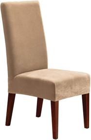 img 4 attached to 🪑 Sure Fit Cream Stretch Pique Short Dining Room Chair Slipcover - Form Fit, Machine Washable, Polyester/Spandex Blend, 42-Inch Height, Color Options