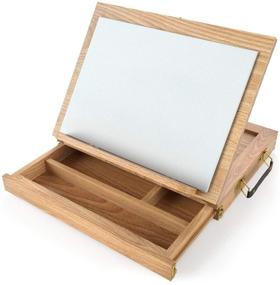 img 3 attached to Arteza Tabletop Easel: Portable Beechwood Box with Drawer and Palette - Perfect Art Supplies Storage for Artists and Painters