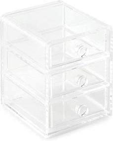 img 3 attached to 📦 Huang Acrylic Clear Acrylic 3-Drawer Organizer - Medium Size for Makeup, Jewelry, Accessories, Cosmetics Countertop Storage Display - Dimensions: 3.4 x 4.15 x 4.15 inches