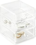 📦 huang acrylic clear acrylic 3-drawer organizer - medium size for makeup, jewelry, accessories, cosmetics countertop storage display - dimensions: 3.4 x 4.15 x 4.15 inches logo