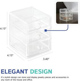 img 1 attached to 📦 Huang Acrylic Clear Acrylic 3-Drawer Organizer - Medium Size for Makeup, Jewelry, Accessories, Cosmetics Countertop Storage Display - Dimensions: 3.4 x 4.15 x 4.15 inches