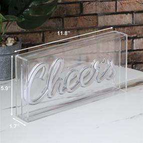 img 3 attached to Neon Cheers Sign: USB LED Bar Desk Light, 3D Wall Neon Light Up Sign for Bedroom Wall Décor, Warm White, 11.8”x5.9”x1.7”