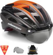 🚲 bike helmet, shinmax sm-t69 cpsc/cpc certified cycling helmet with detachable magnetic goggles, led back light, and portable backpack - adjustable mountain bike helmet for men and women (adult) logo