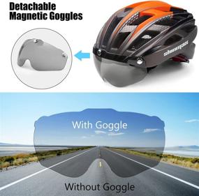 img 3 attached to 🚲 Bike Helmet, Shinmax SM-T69 CPSC/CPC Certified Cycling Helmet with Detachable Magnetic Goggles, LED Back Light, and Portable Backpack - Adjustable Mountain Bike Helmet for Men and Women (Adult)