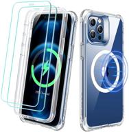 esr alliance series case for iphone 12 pro max with halolock magnetic wireless charging, 10ft drop tested, full-body hybrid protection, 2 tempered glass screen protectors (clear) logo