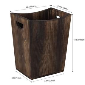 img 2 attached to Rustic Small Wood Trash Can Wastebasket with Handle for Bathroom, Bedroom, Kitchen, Home, Office - MOOACE