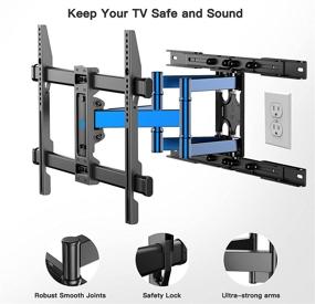 img 1 attached to 📺 Max VESA 600X400mm Full Motion TV Wall Mount Bracket for 37-80 Inch TVs OLED, QLED, 4K Flat Curved Screen, Dual Articulating Swivel Tilt, Holds up to 110lbs, Extended Slide Studs 16”-24” by Pipishell