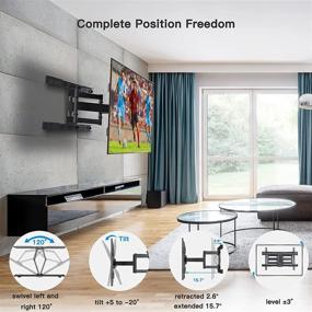 img 2 attached to 📺 Max VESA 600X400mm Full Motion TV Wall Mount Bracket for 37-80 Inch TVs OLED, QLED, 4K Flat Curved Screen, Dual Articulating Swivel Tilt, Holds up to 110lbs, Extended Slide Studs 16”-24” by Pipishell