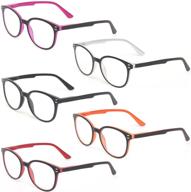 👓 kerecsen 5 pairs retro round frame reading glasses: stylish & comfortable large readers with spring hinge logo