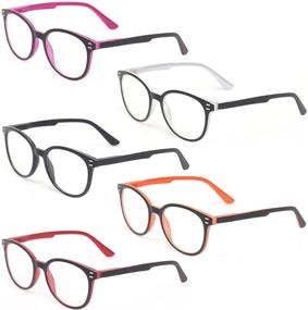 img 4 attached to 👓 Kerecsen 5 Pairs Retro Round Frame Reading Glasses: Stylish & Comfortable Large Readers with Spring Hinge