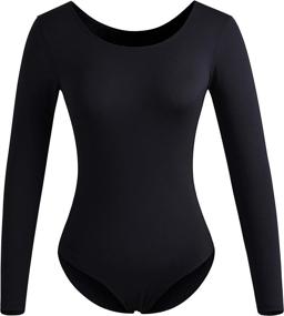 img 4 attached to 🩰 DANSHOW Women's Long Sleeve Ballet Leotards for Adult Ladies – Top Training Dance Attire