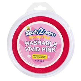 img 3 attached to 🎨 Vibrant and Washable Jumbo Stamp Pad in Vivid Pink - Fade Resistant, Non-Toxic - Perfect for Handprints and Footprints - Ready 2 Learn CE6622